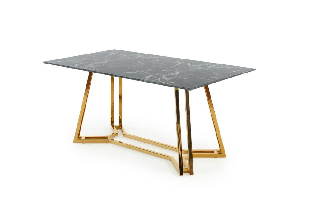 Stół KONAMI 160x90 czarny marmur/złoty
