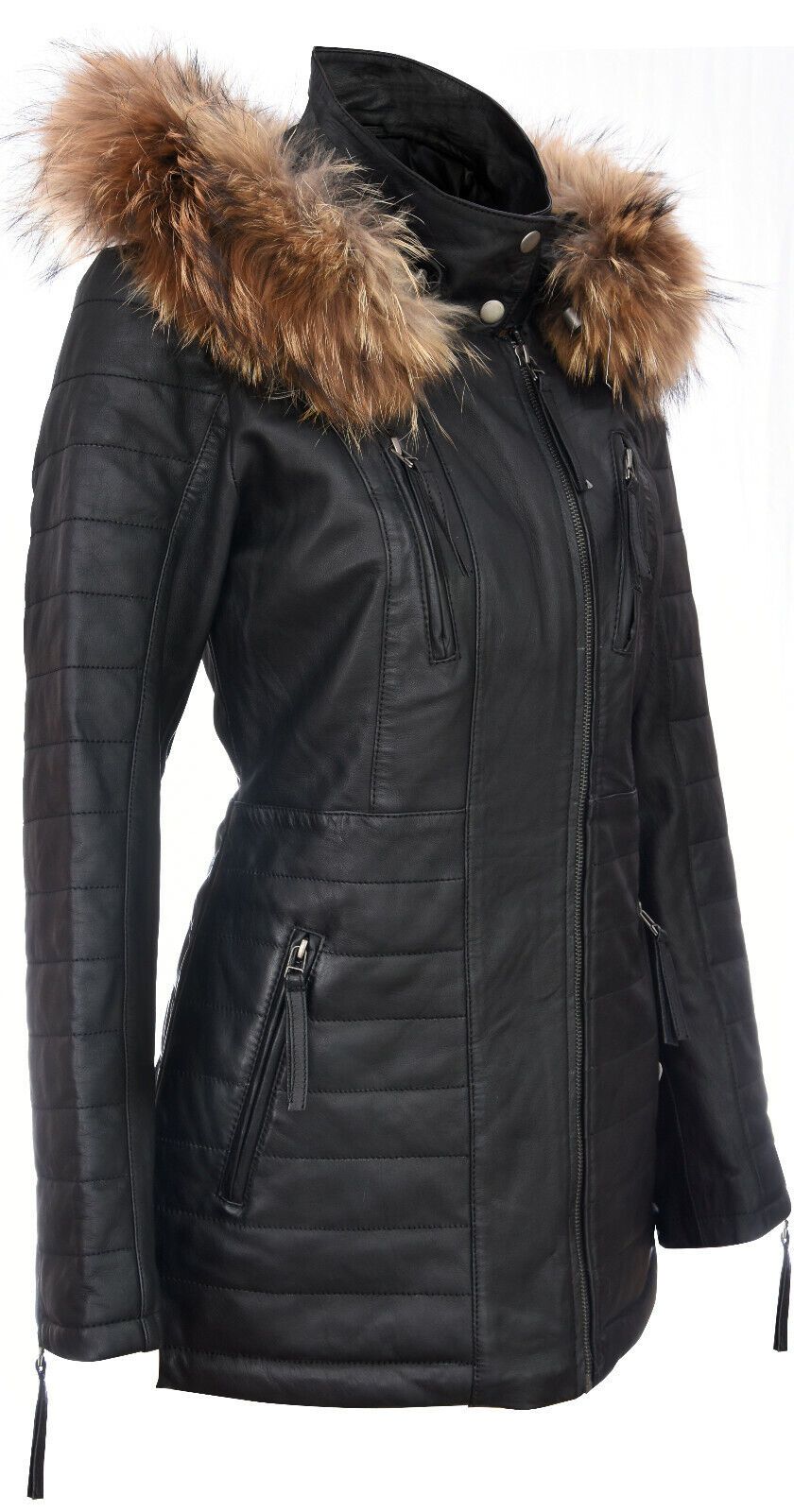 Infinity Leather Quilted Leather Parka Jacket-Curitiba