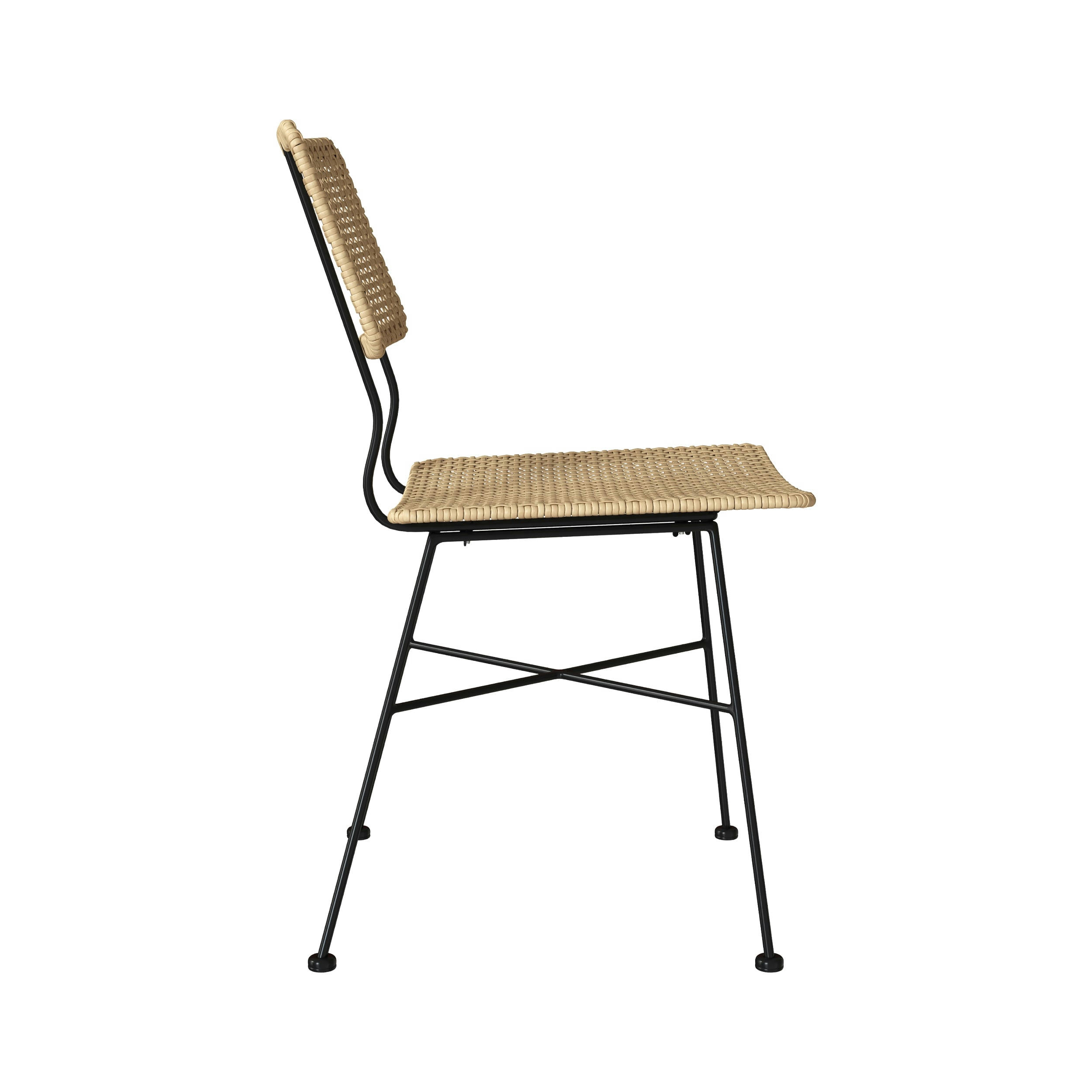 BORGA - Chaise en rotin et pieds en métal noir (lot de 2)