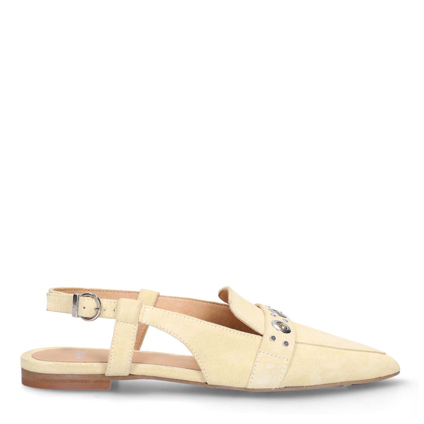 Manfield Gele suède slingbacks