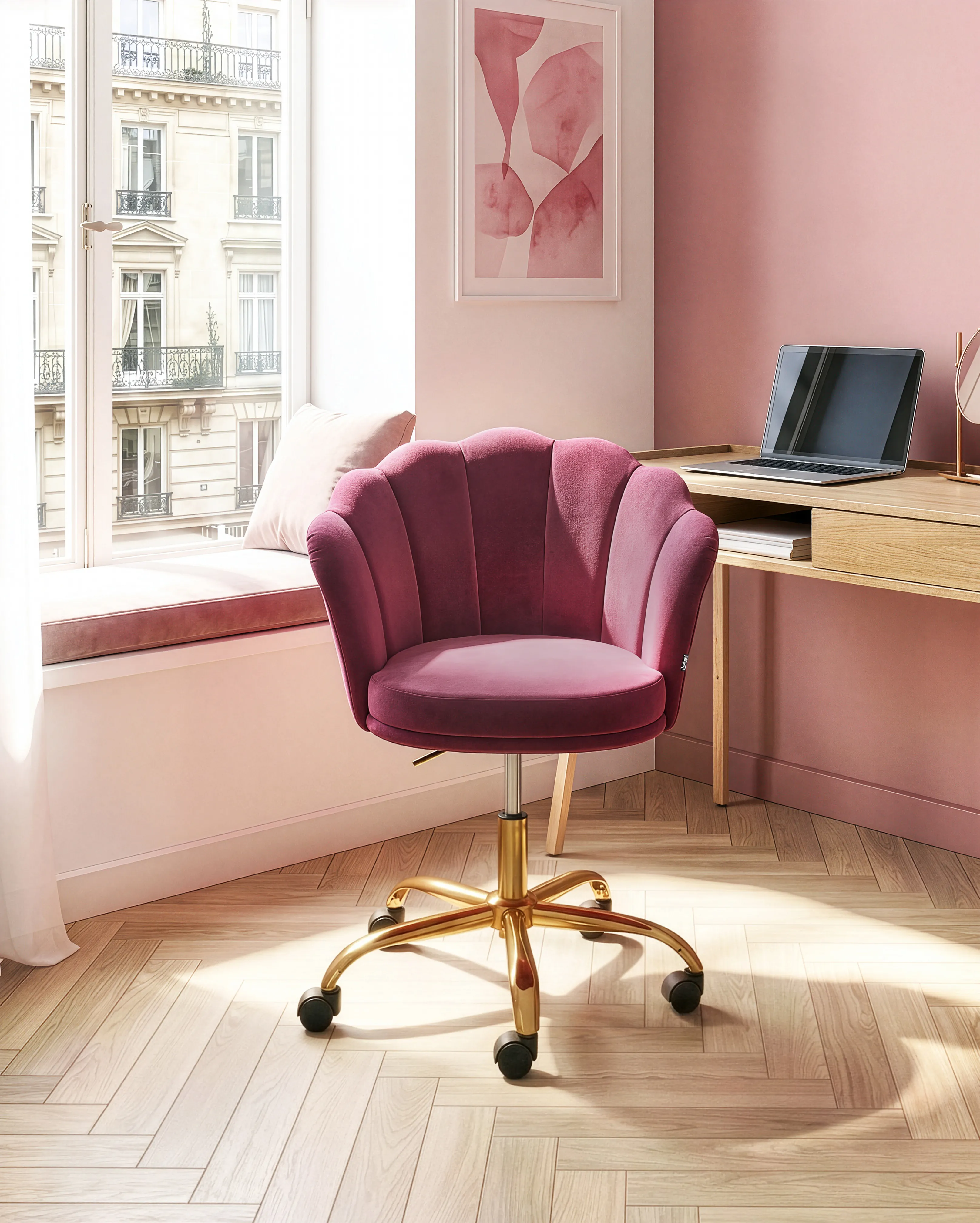 Desk Chair MONTICELLO Velvet Burgundy