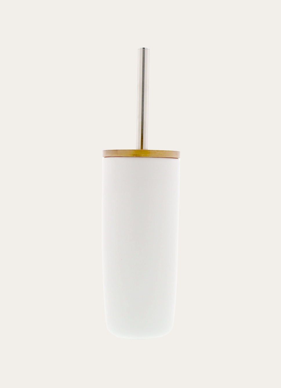 BROSSE WC EN GRÈS ET BAMBOU BLANC