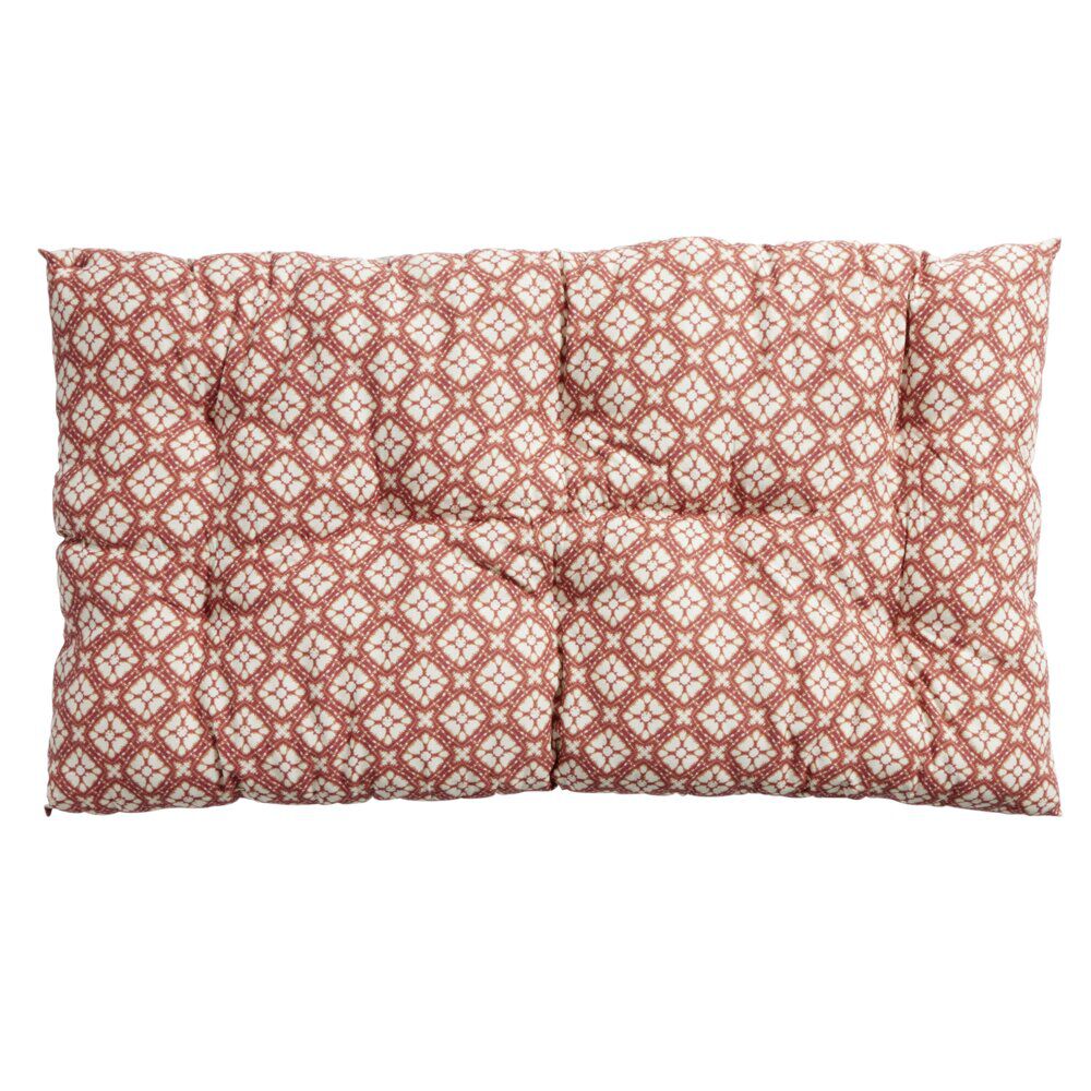 Coussin de sol rectangulaire rouge terracotta motifs blancs 60x120cm
