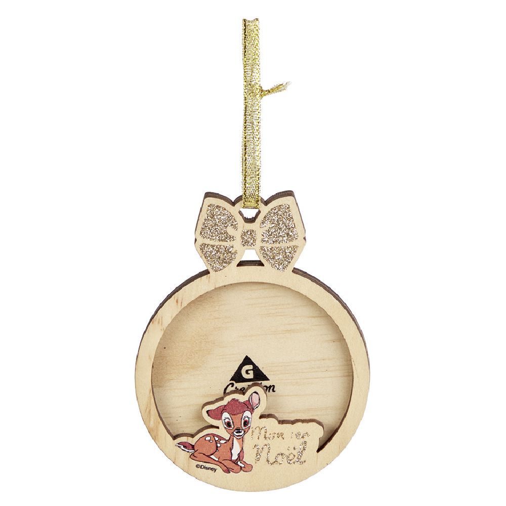 Cadre à suspendre Mon 1er No&euml;l Disney Bambi bois Ø8cm