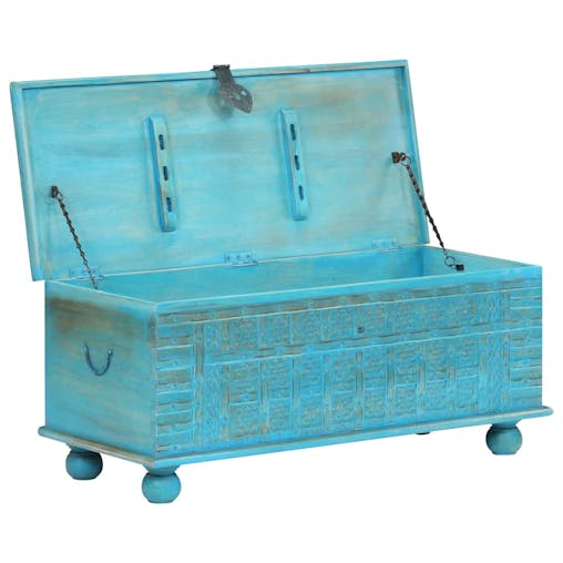 NNEVL Storage Chest Solid Mango Wood Blue 100x40x41 cm