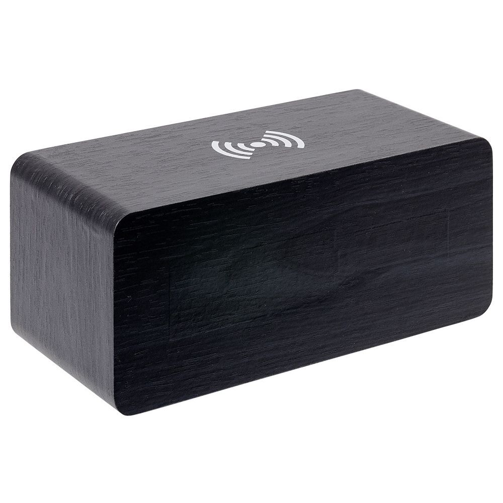 Réveil chargeur sans fil bois noir