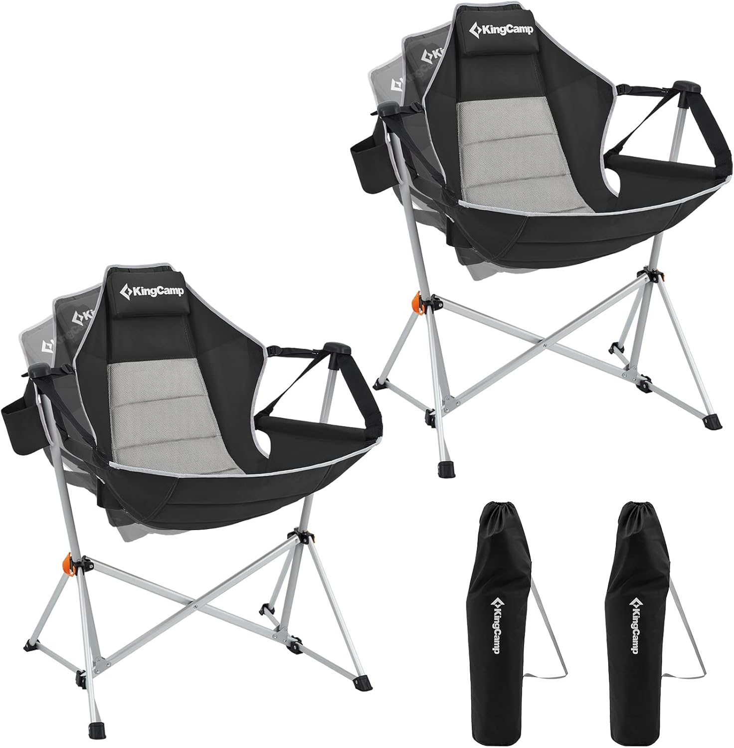 KingCamp Hammock Camping Chair, Swinging Portable Camp Chairs for Adults, 400lbs Heavy Duty Oversized Folding Rocking Chair with Adjustable Recline, Aluminum Alloy Frame for Outdoor Patio Beach Sport