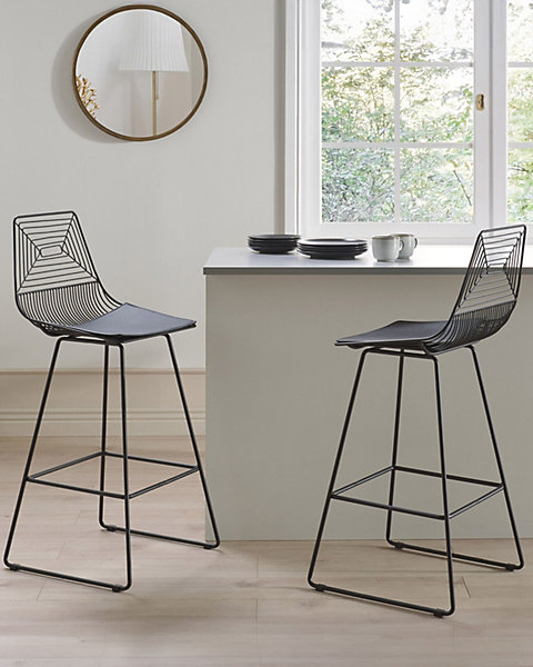 Lot de 2 chaises de bar BISBEE Métal Noir