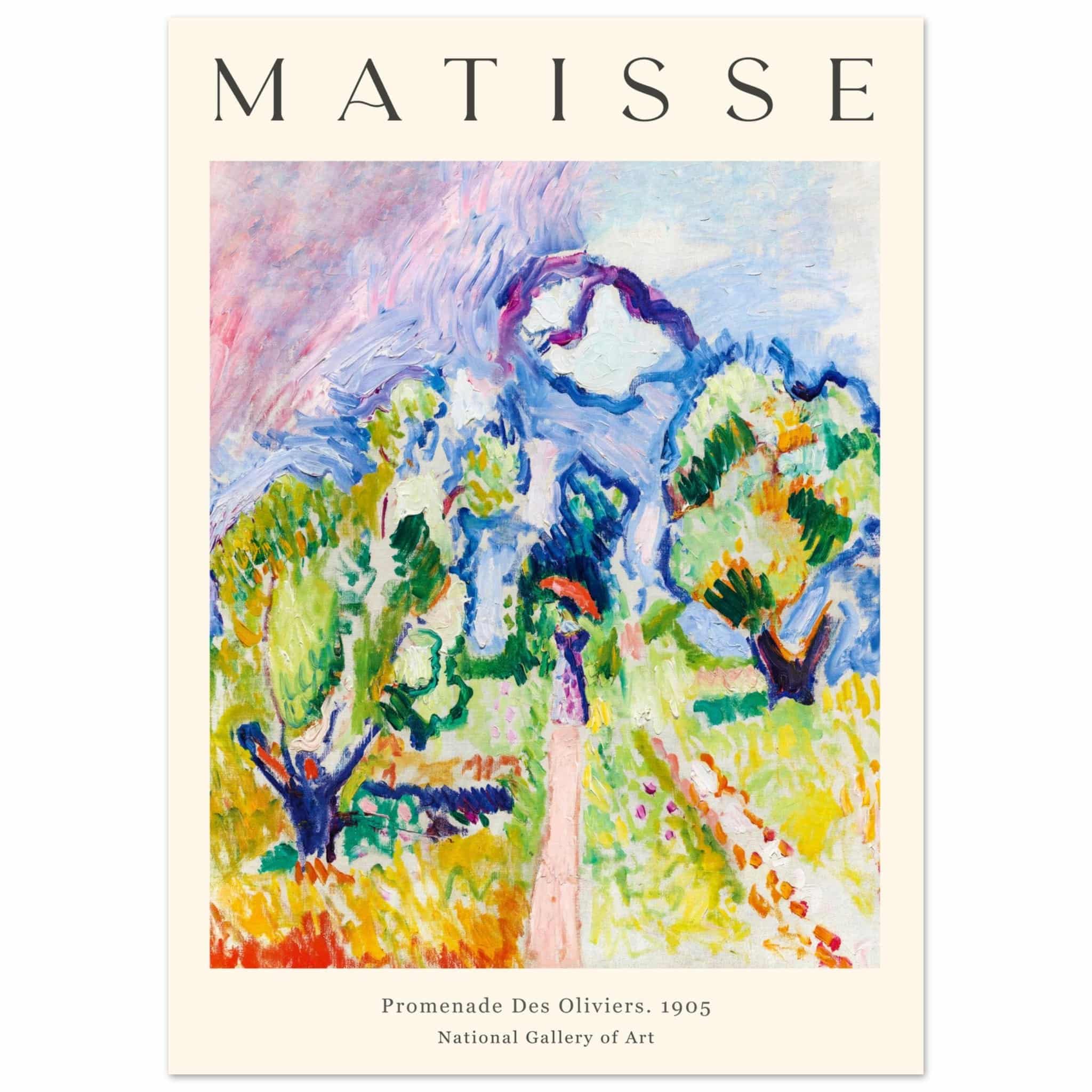 Artfulprints Poster Matisse - Promenade des oliviers 1905  - 50x70 cm - Meerkleurig