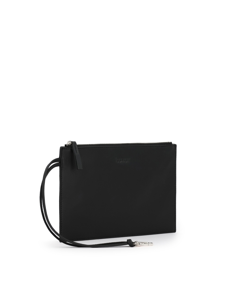 Leather purse organizer with strap and snap hook