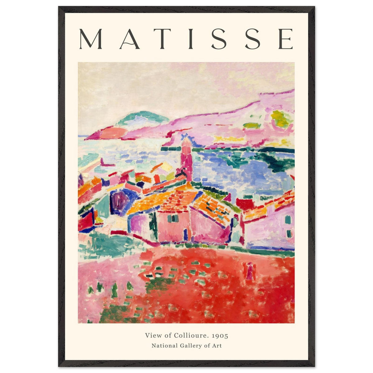 Artfulprints Poster met Lijst Matisse - View of Collioure 1905  - 70x100 cm - Meerkleurig