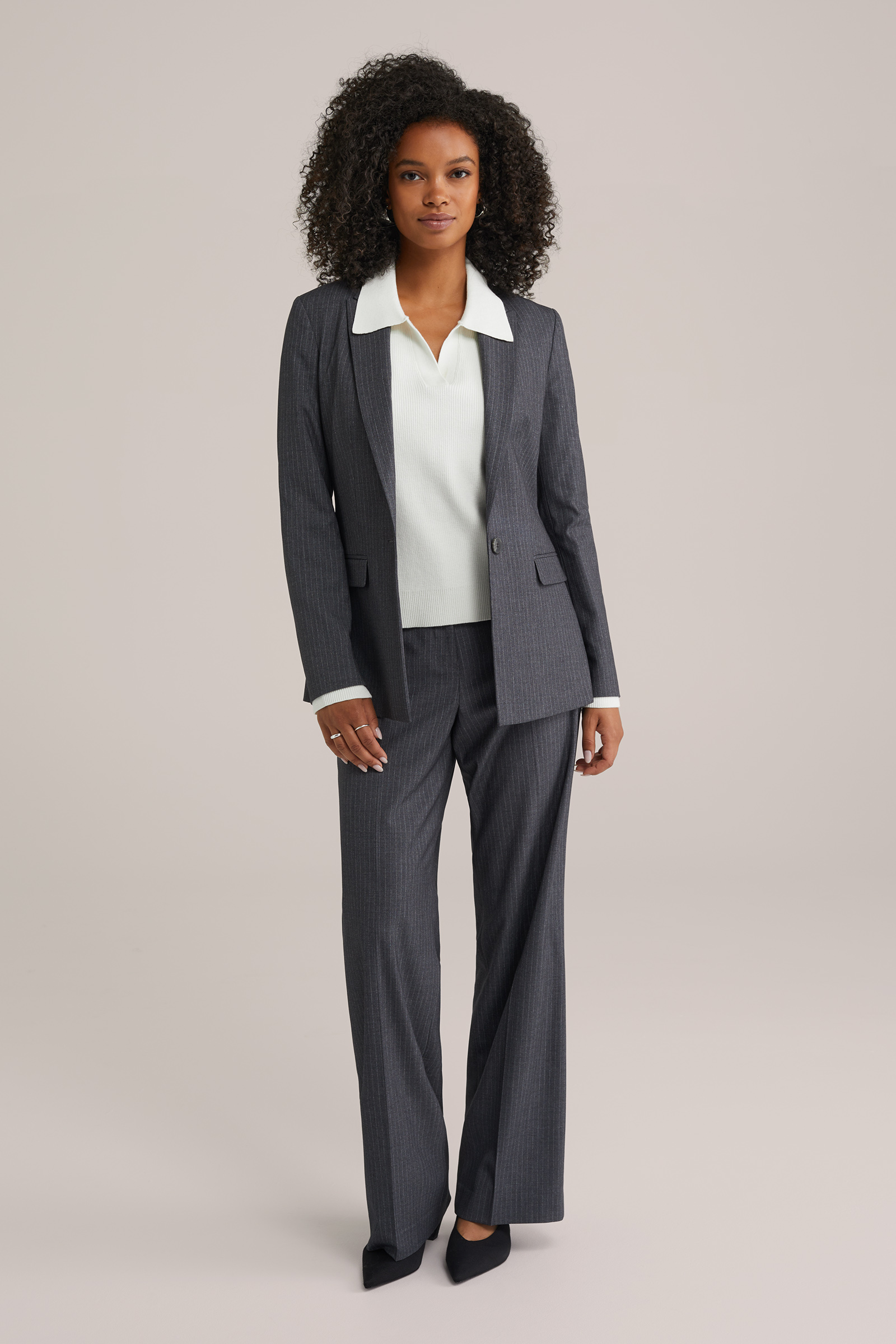 Dames Slim fit blazer met krijtstreep