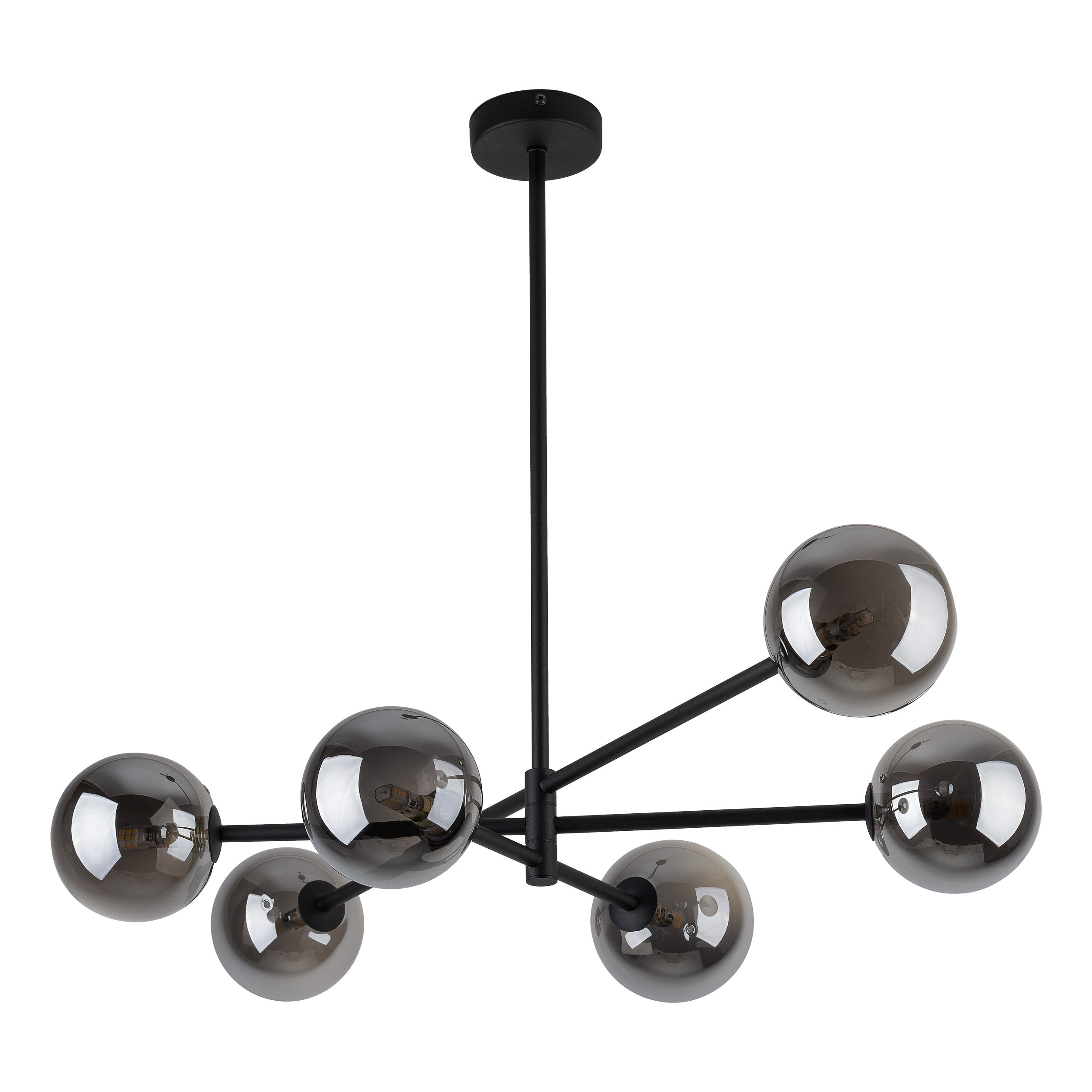 Czarno Grafitowa Lampa Wisząca Tk Lighting Sarius 6 Kloszy Kulki G9