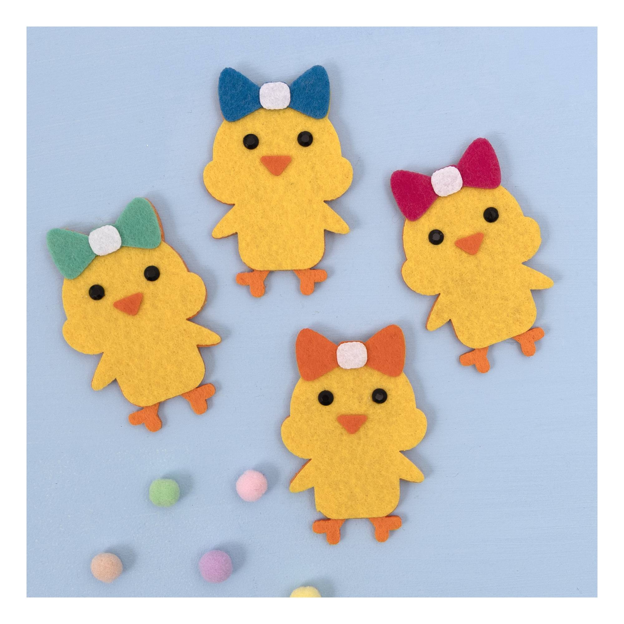 Felt Chicks with Bows 4 Pack