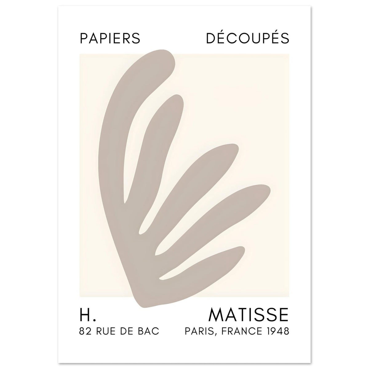 Artfulprints Poster Matisse – Aquatic impression grey  - A4 21x29.7 cm - Grijs