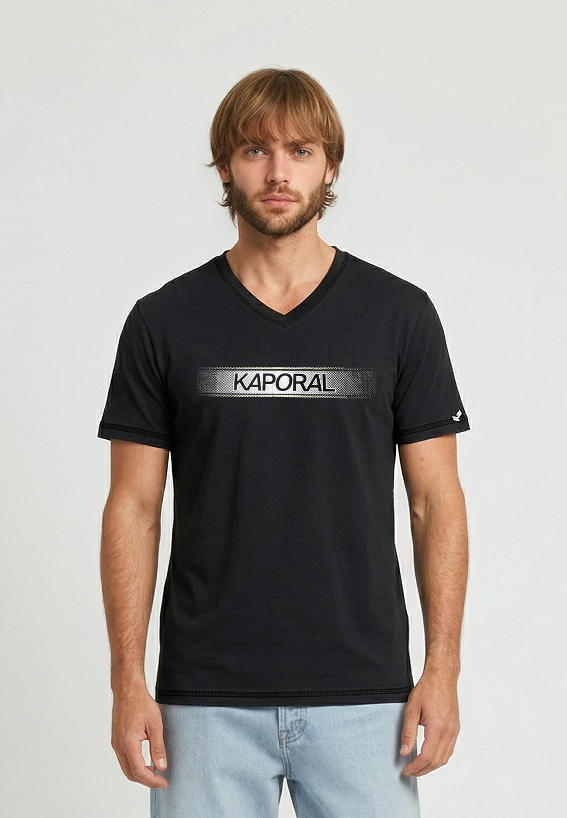 T-shirt manches courtes slim noir coton stretch BRAD