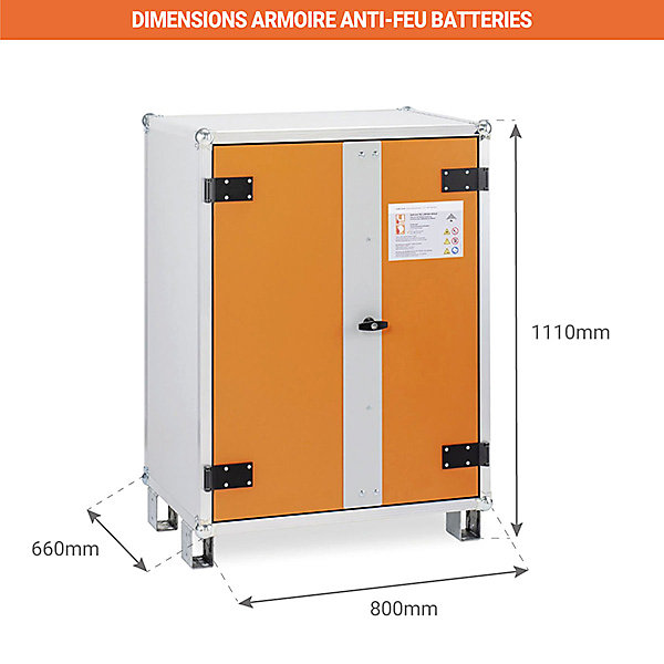 Armoire antifeu batteries - Avec pieds - 11901