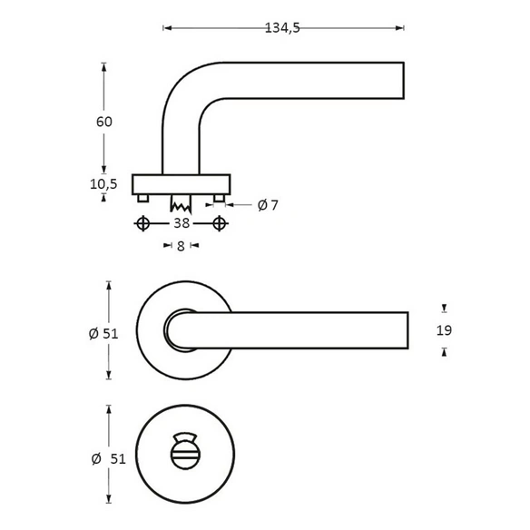 Türdrücker »Lisa«, D.50x10 mm WC 8 mm stift