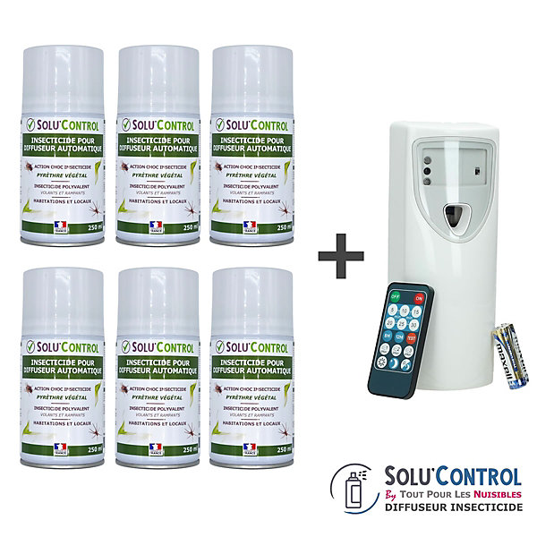 Kit Diffuseur Automatique avec Télécommande   6 Aérosolsau Pyrèthre Végétal 250 ml - Anti-Mouches &Anti-Moustiques