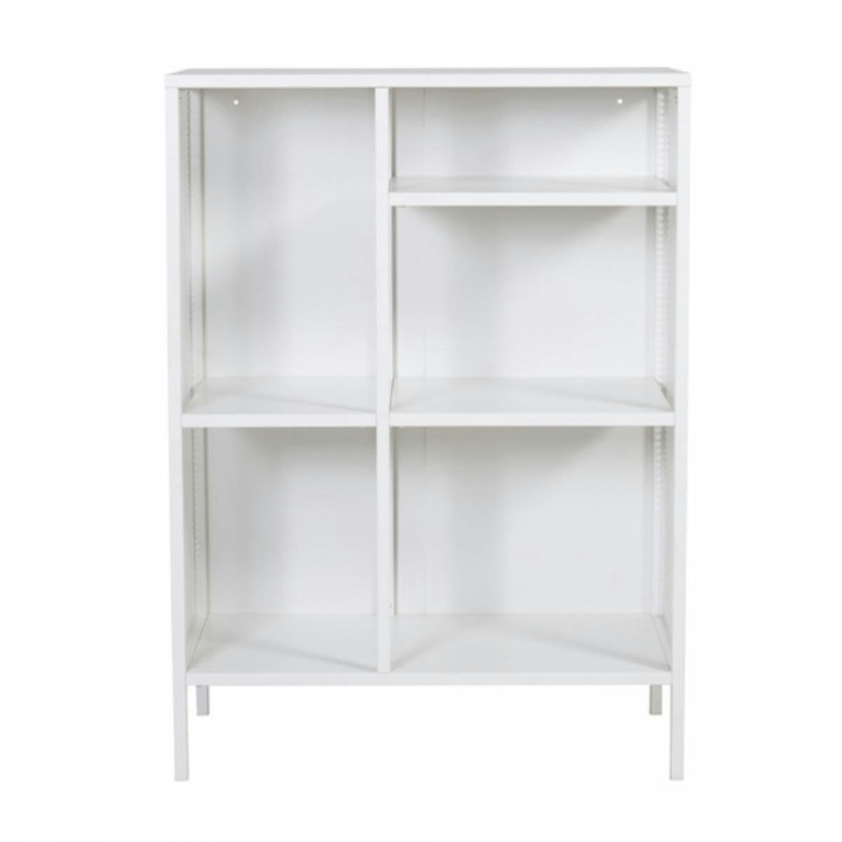 JINKA - Buffet bas industriel avec étagères en métal 110cm blanc