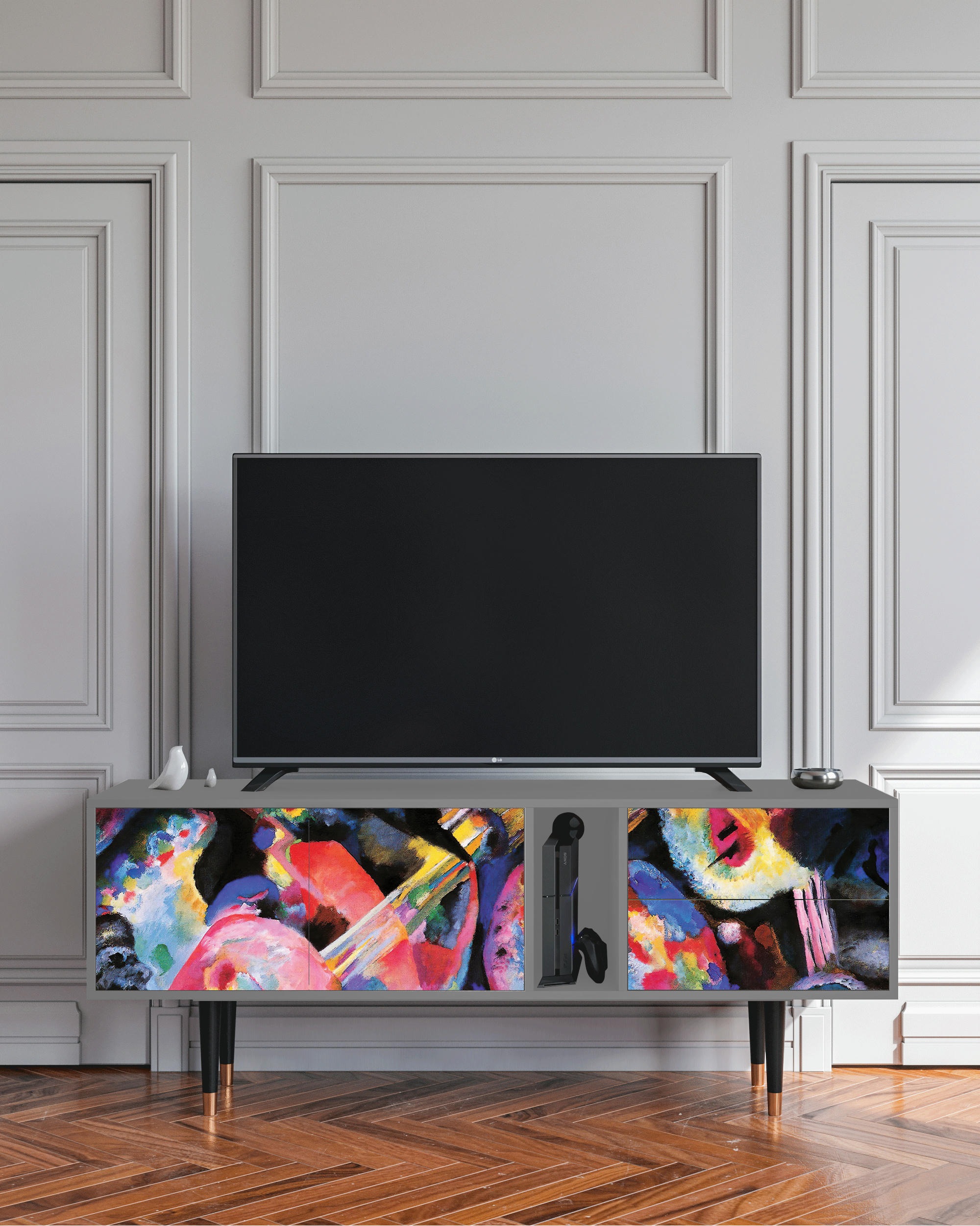 KANDINSKY - Meuble TV  multicolore 2 tiroirs et 2 portes L 170 cm