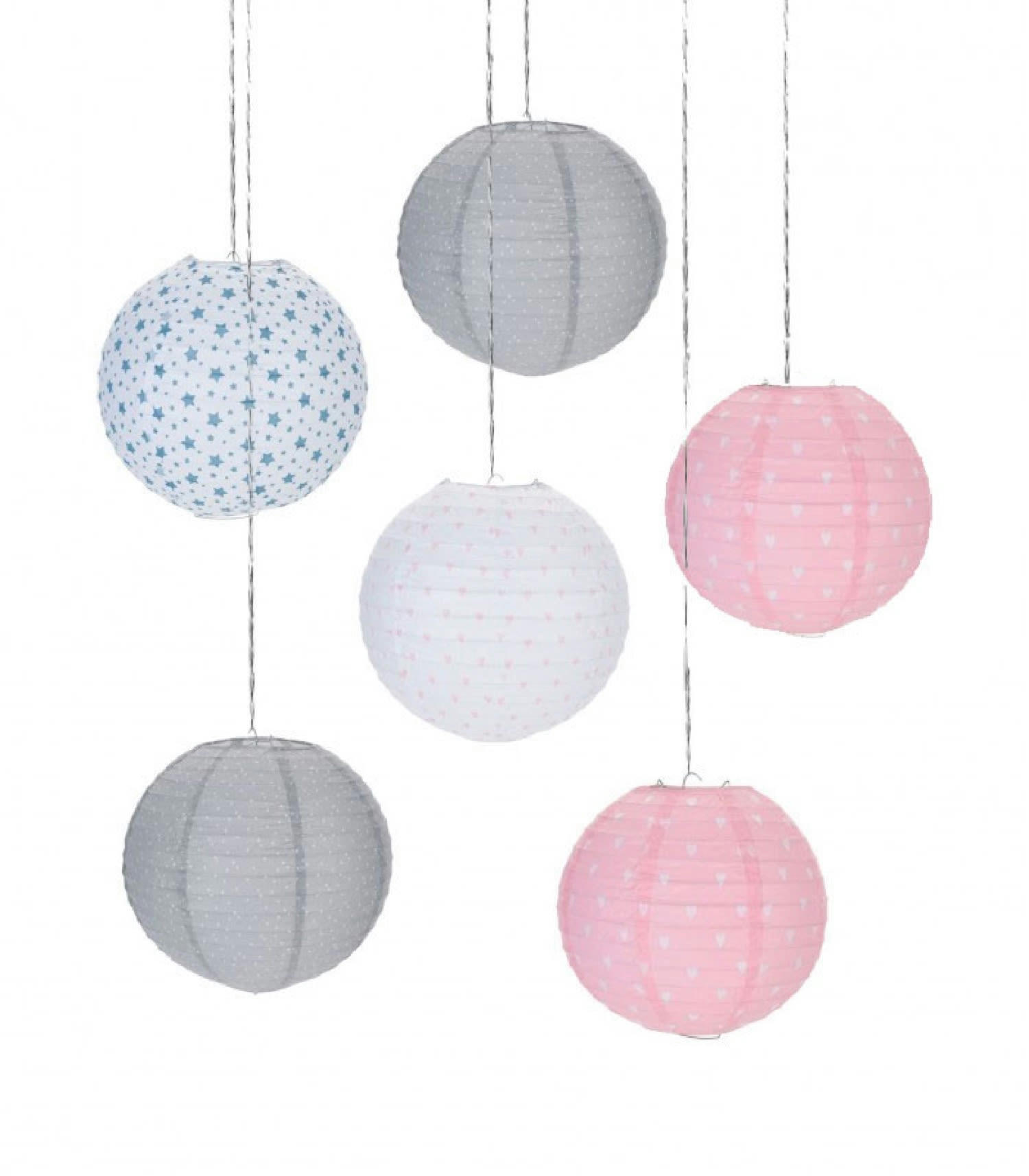 LANTERNES - Set de 6 abat-jours suspensions lanternes chambre enfant en papier