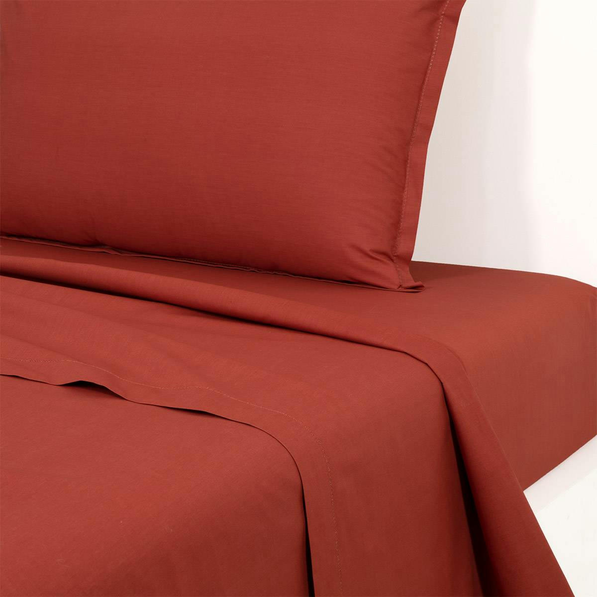 ALCOVE - Drap plat en percale de coton rouge 240 x 300 cm