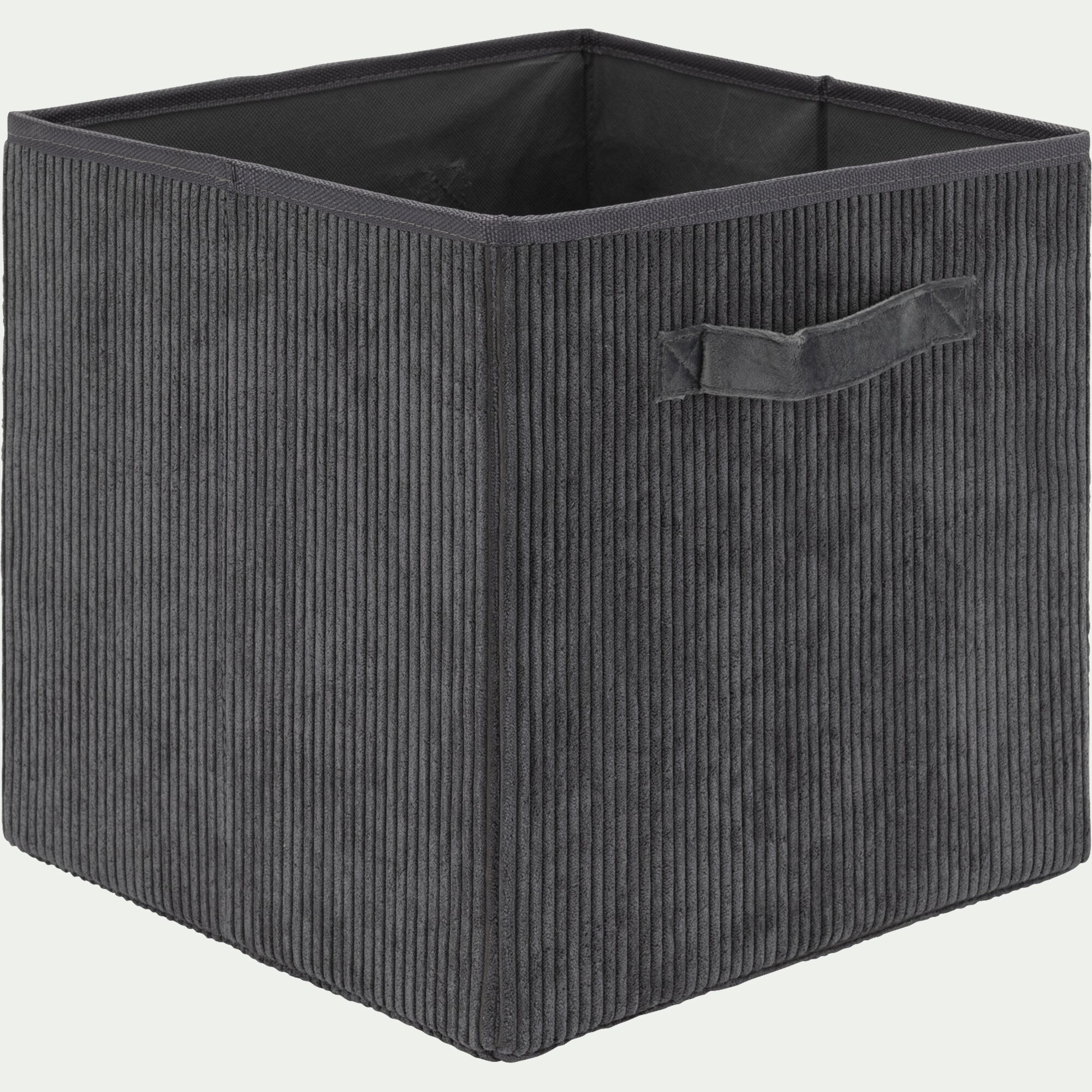 VELA - Panier de rangement en velours côtelé H30xL30cm - gris ardoise