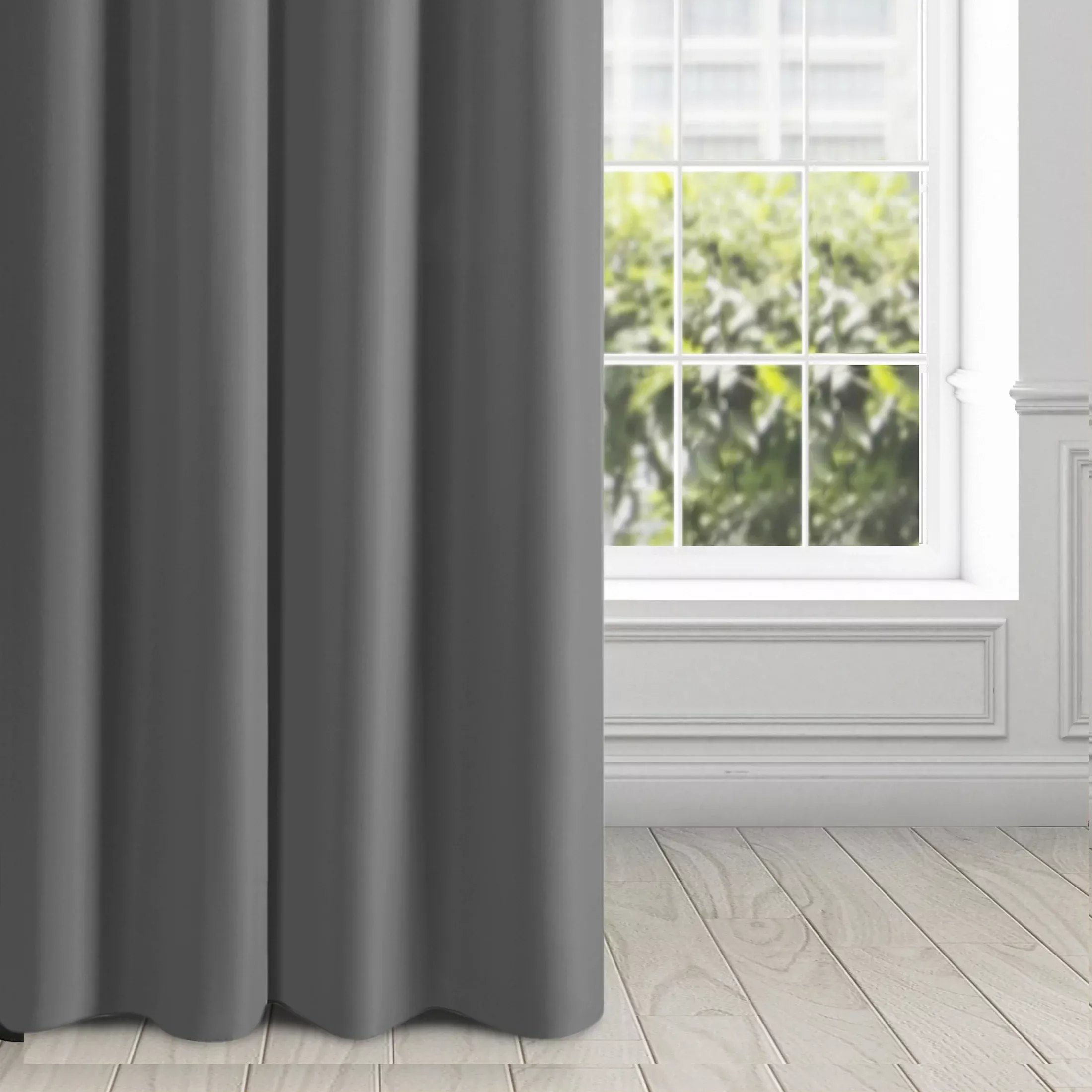 Zasłona grafitowa z matowej gładkiej tkaniny 140x250 cm przelotka - RITA