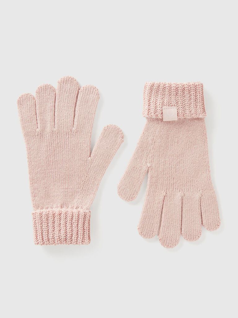 Knit gloves with logo