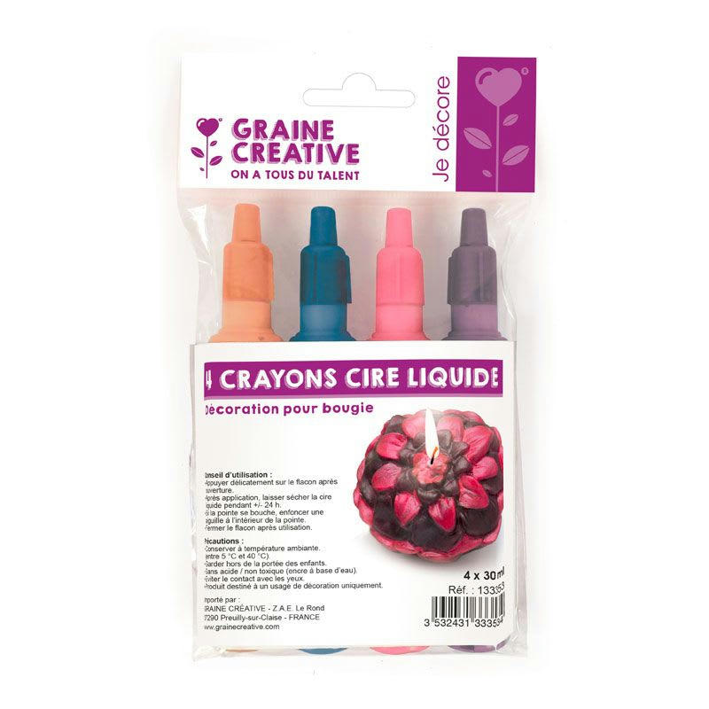 - 4 crayons de cire à bougie liquide