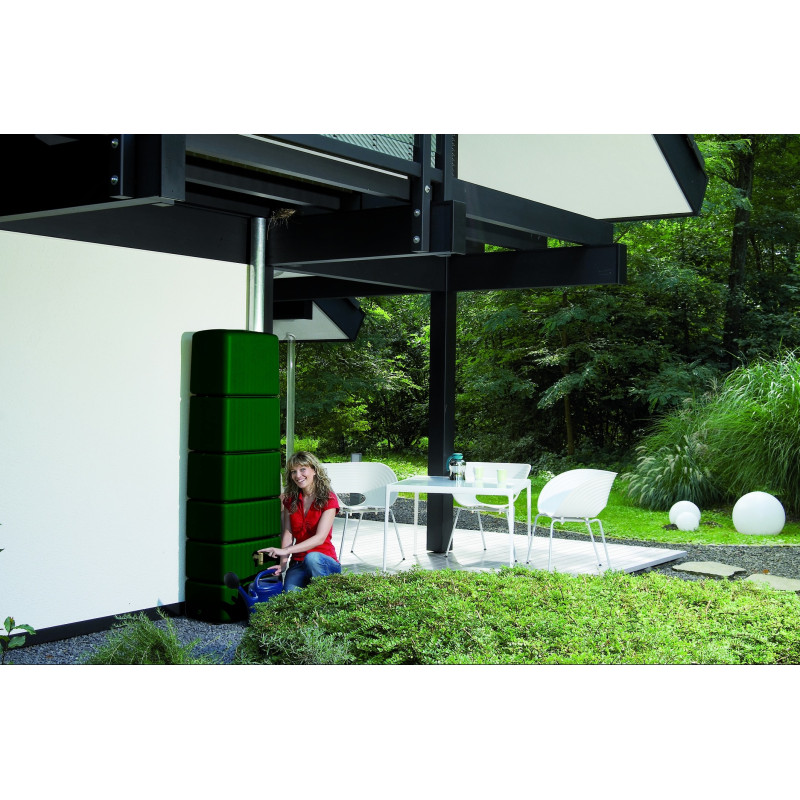 Tonneau à eau de pluie mural vert 300 L 4RAIN