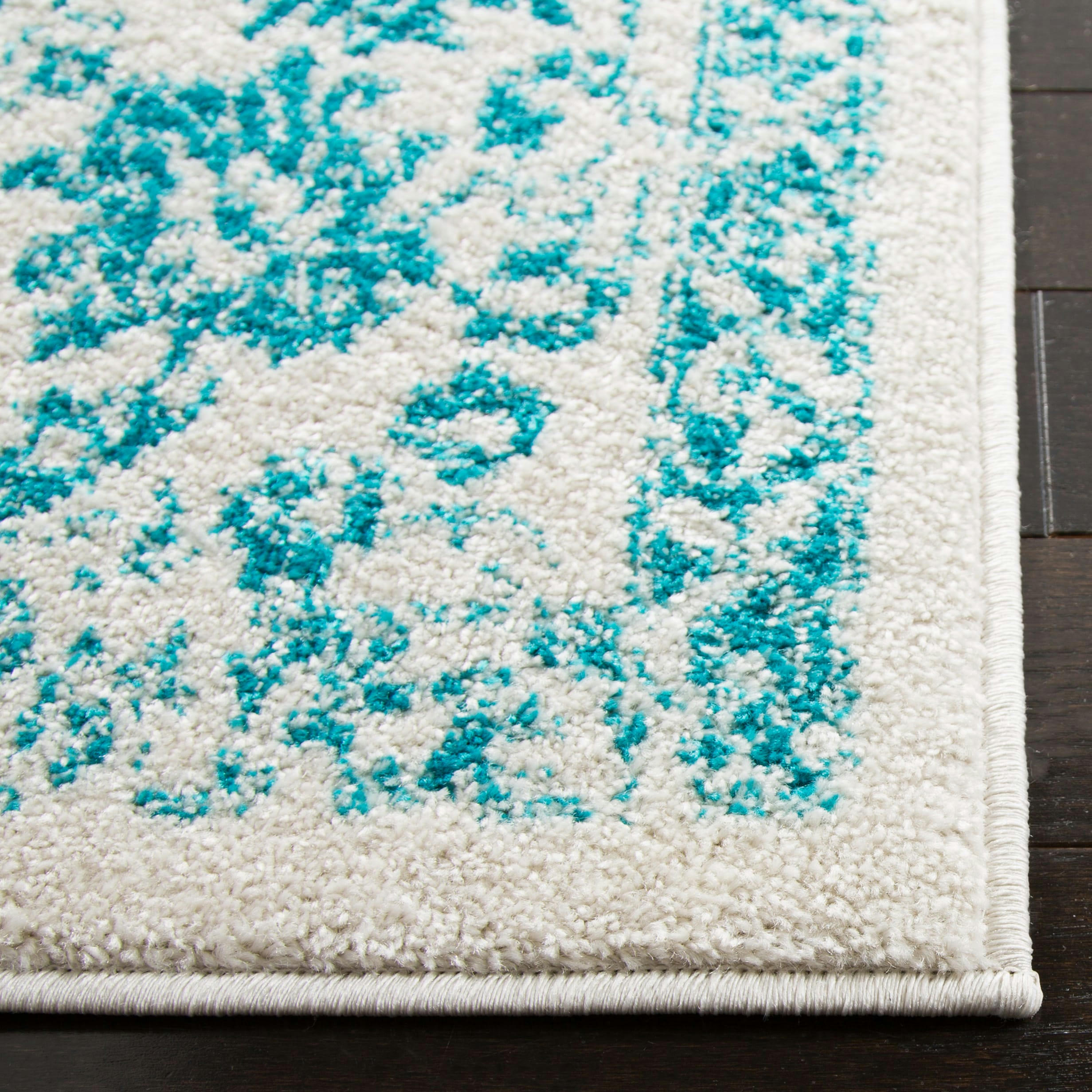 ADIRONDACK - Tapis de salon interieur en ivoire & sarcelle, 91 x 152 cm