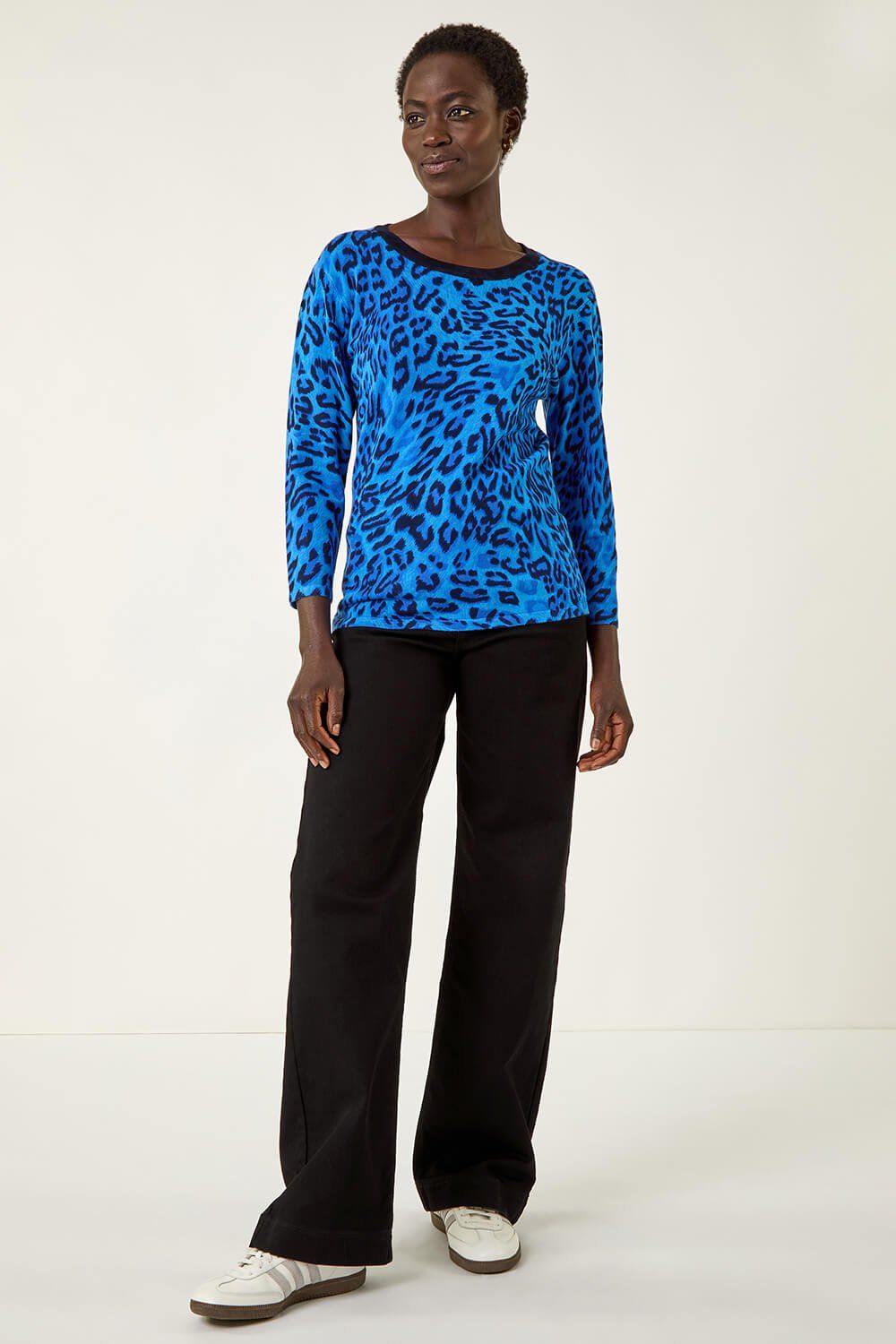 Roman Animal Print V-Neck Knit Jumper