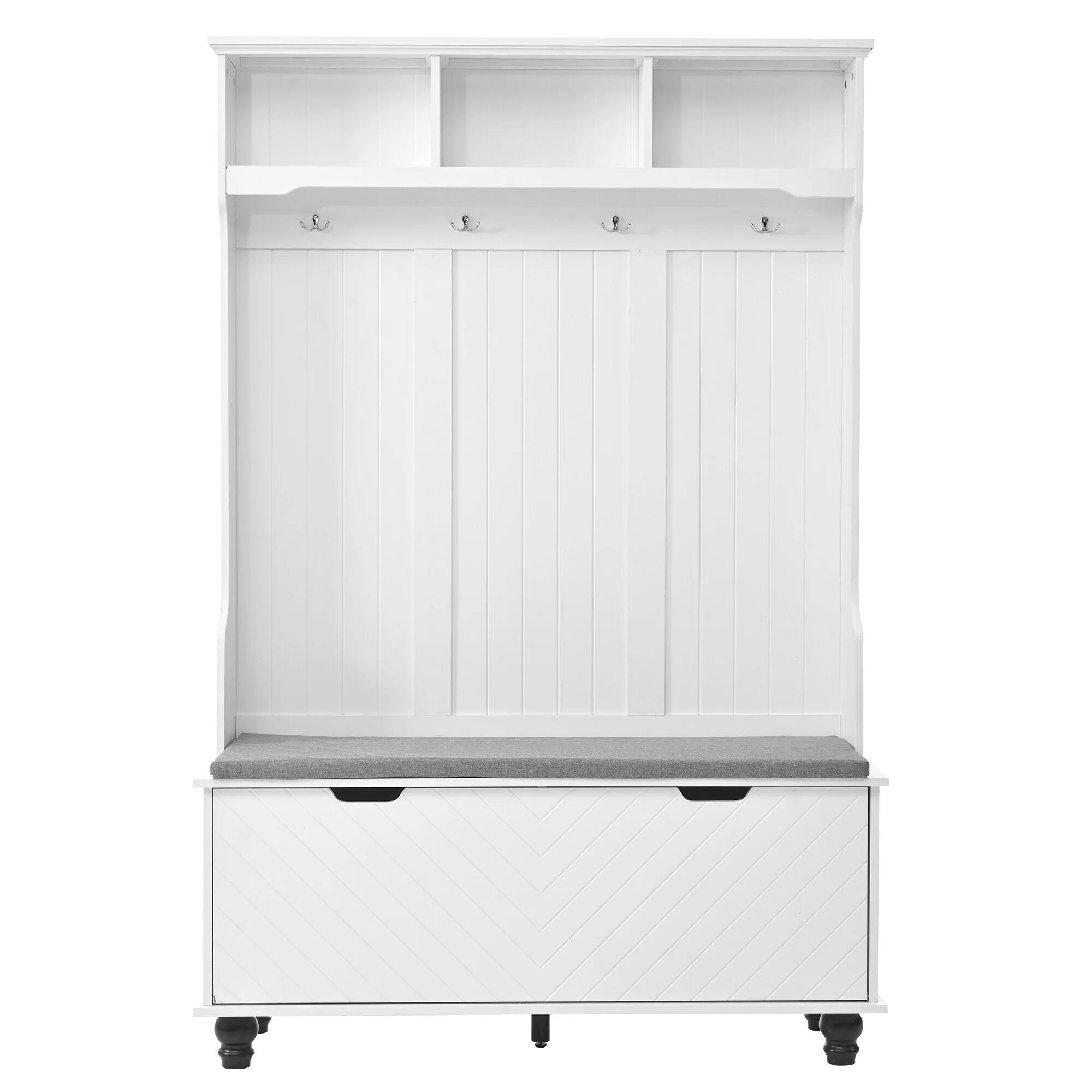 4-in-1 Entryway Bench with Coat Rack and Storage Bench - 47.2 D x 15.8 W x 71.8 H