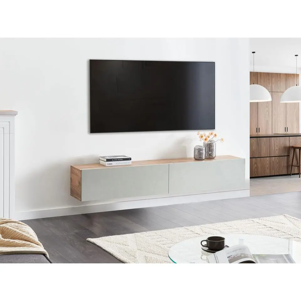 GLADSTONE - Wand TV-meubel - Lichtgroen - 180 cm - Vezelplaat