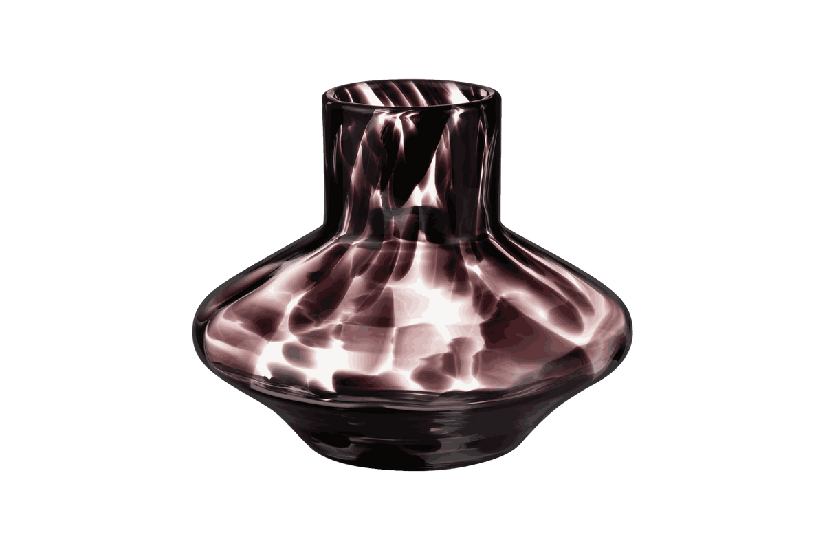 noo.ma Glom glazen vaas - handgeblazen zwart-wit stippen, rond, 33,5 x 33,5 x 30 cm