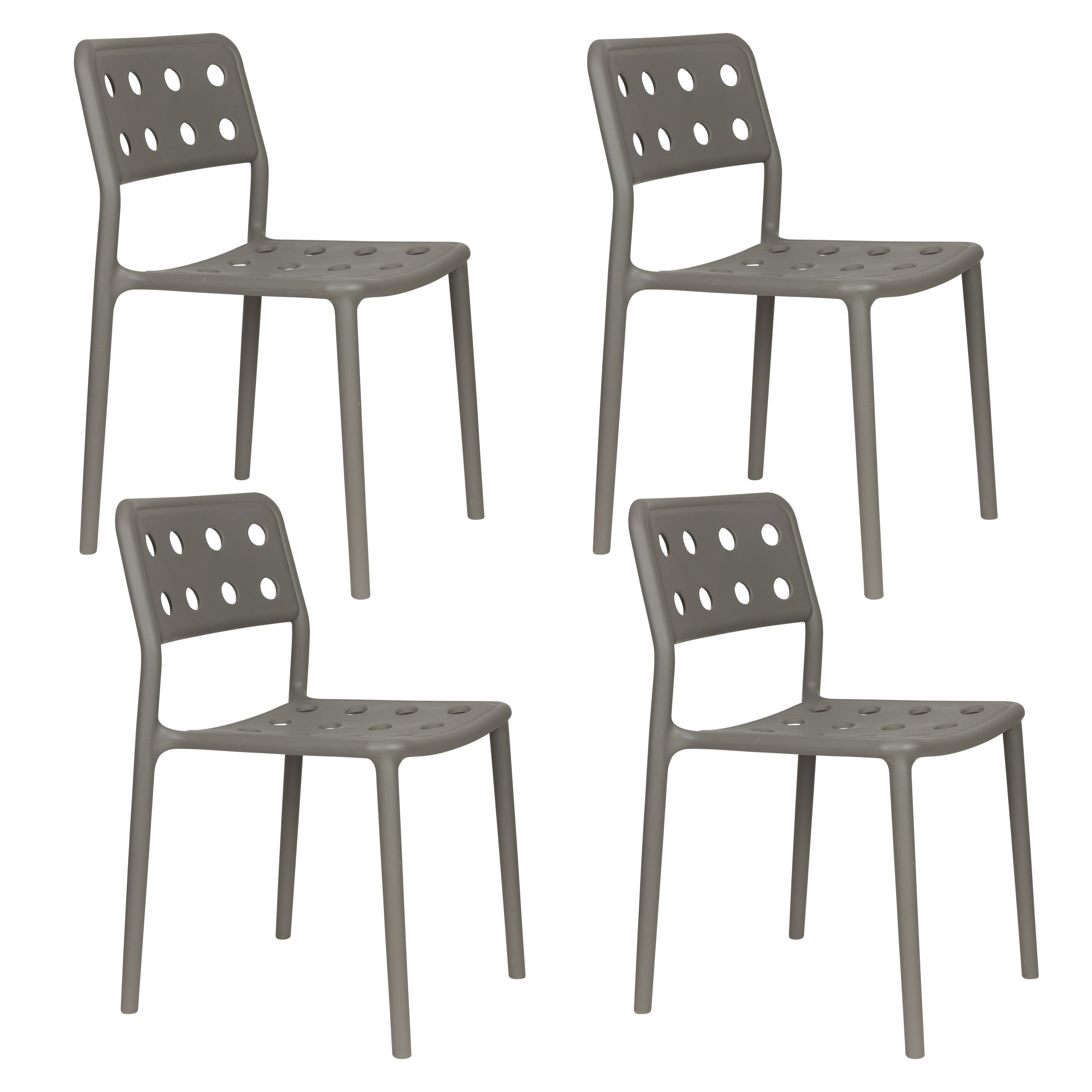 Housecraft Living Serra Tuinstoel/ Eetkamerstoel Kunststof Grijs - Set van 4