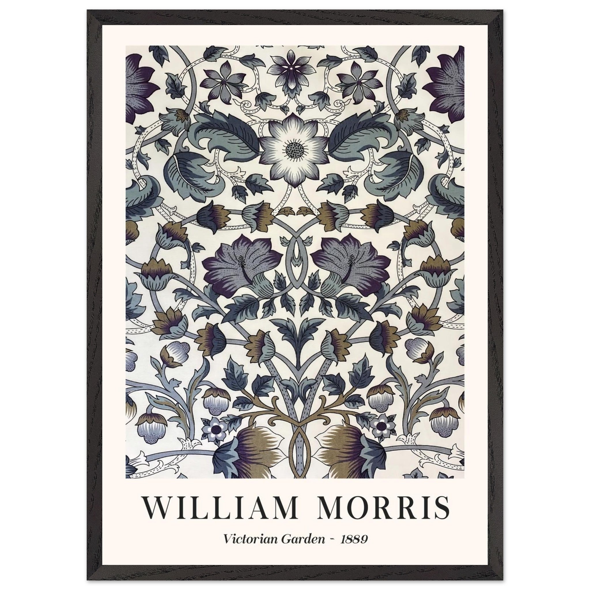 Artfulprints Poster met Lijst William Morris - Victorian garden 1889  - 50x70 cm - Grijs