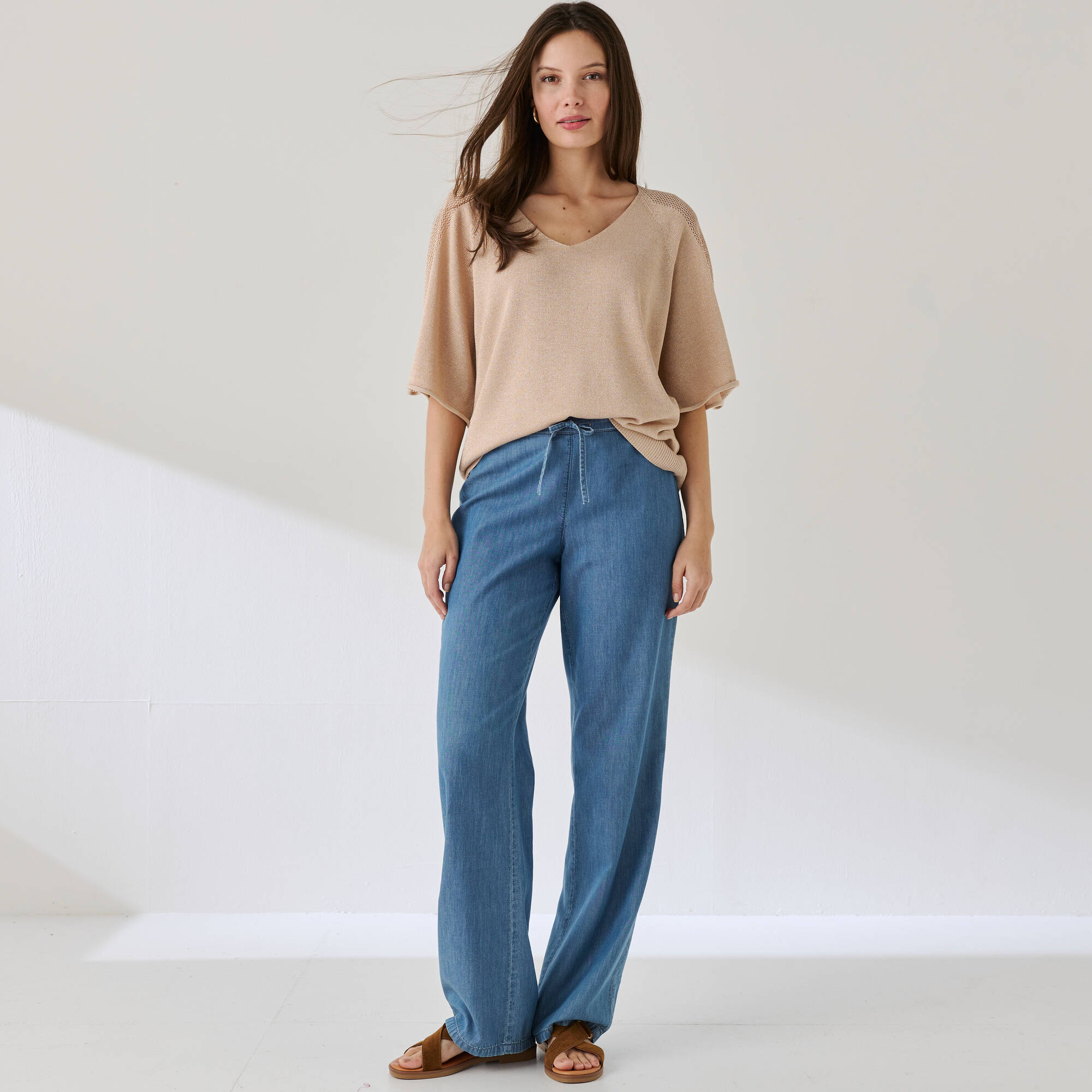 Pull loose maille brillante