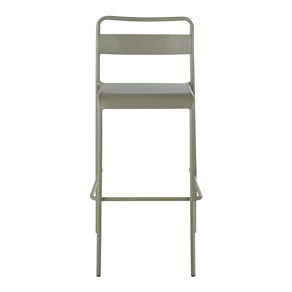 Belleville Business - Chaise de bar professionnelle en métal vert kaki