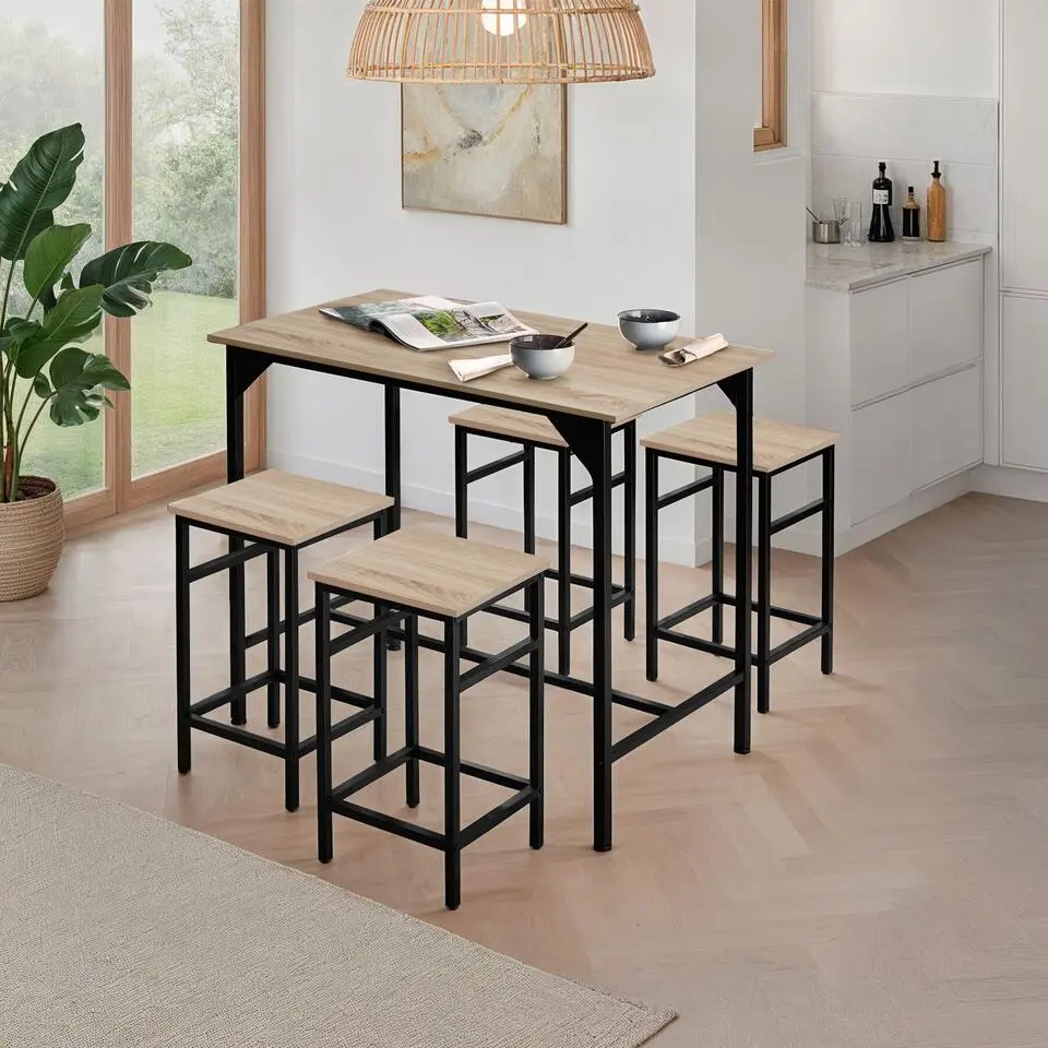 tectake Bartafelset Edinburgh 4 1, Industrieel Licht Hout, Eiken Sonoma