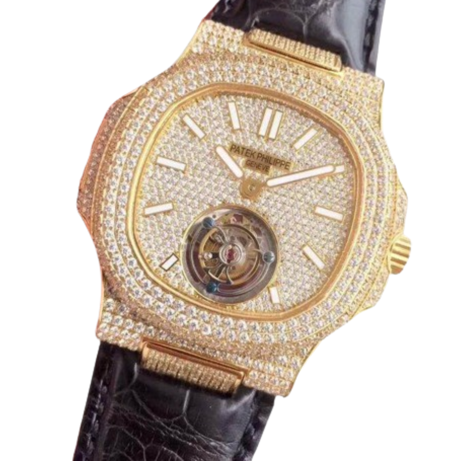 Patek Philippe Nautilus 5711 Tourbillon “Jumbo” Yellow Gold Dial Signature Replica 1:1