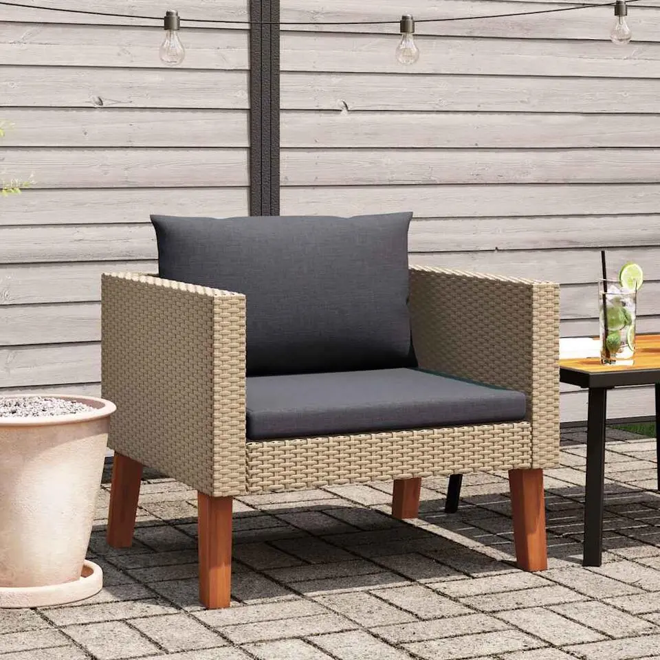 vidaXL - Tuinbank - Beige - Poly rattan
