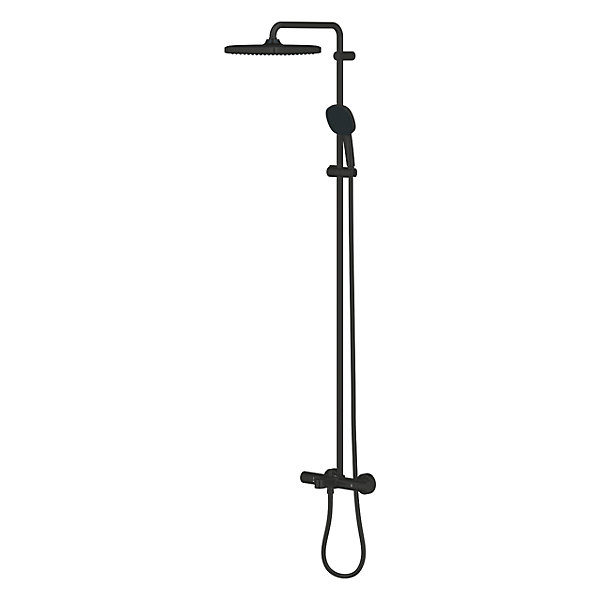 Grohe Vitalio Comfort 250 colonne de douche thermostatique bain/douche   douche de tête   douchette à main, noir mat (G269842431)