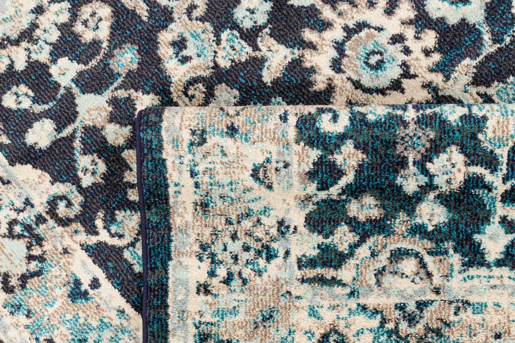 ANATOLIA - Tapis salon vintage - poils court et doux bleu 160X230