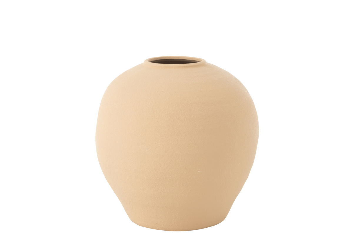 J-Line vaas Cassia Rond - keramiek - beige - large - Ø 37 cm