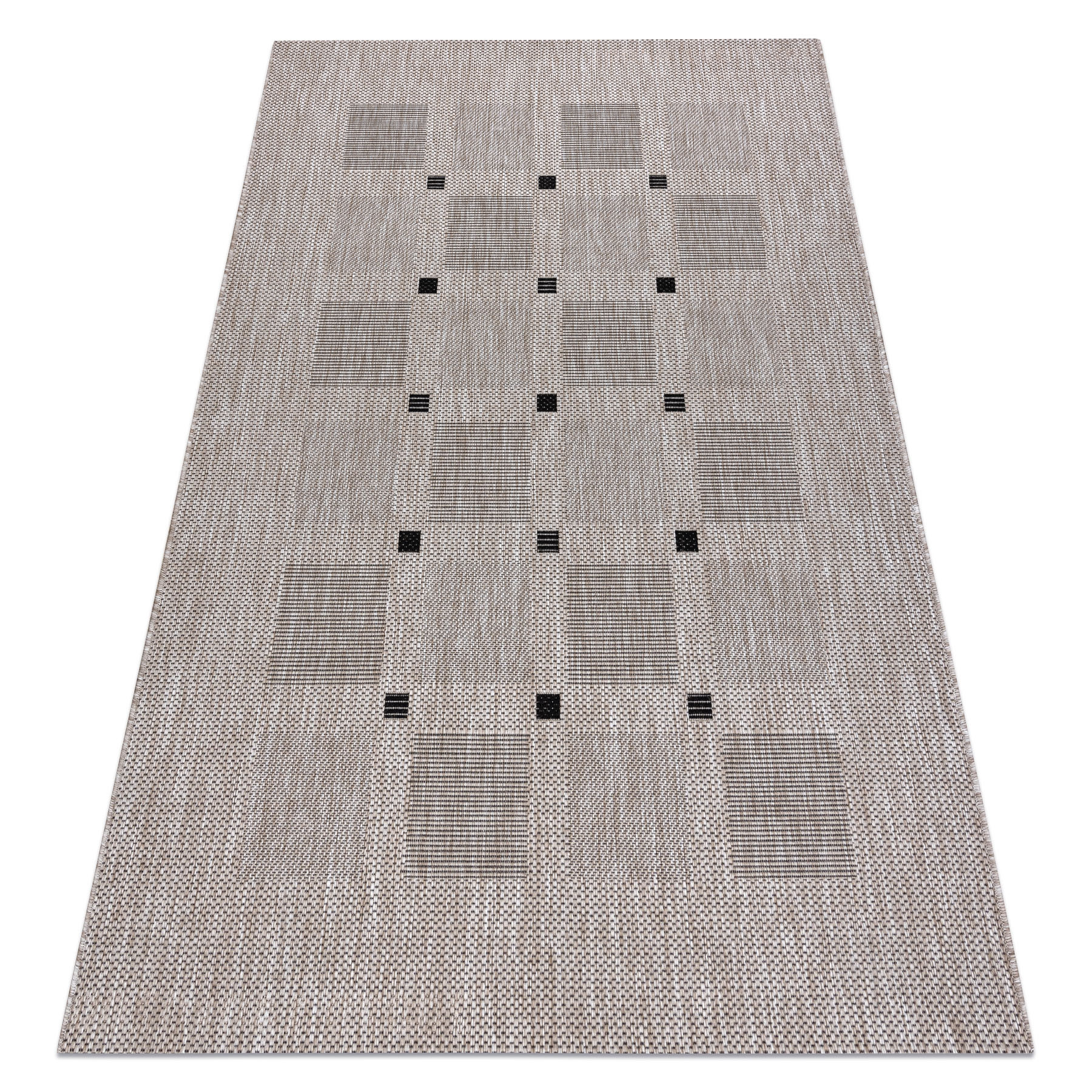 DYWAN SZNURKOWY SIZAL FLOORLUX 20079 kwadraty srebrny / czarny 60x110 cm