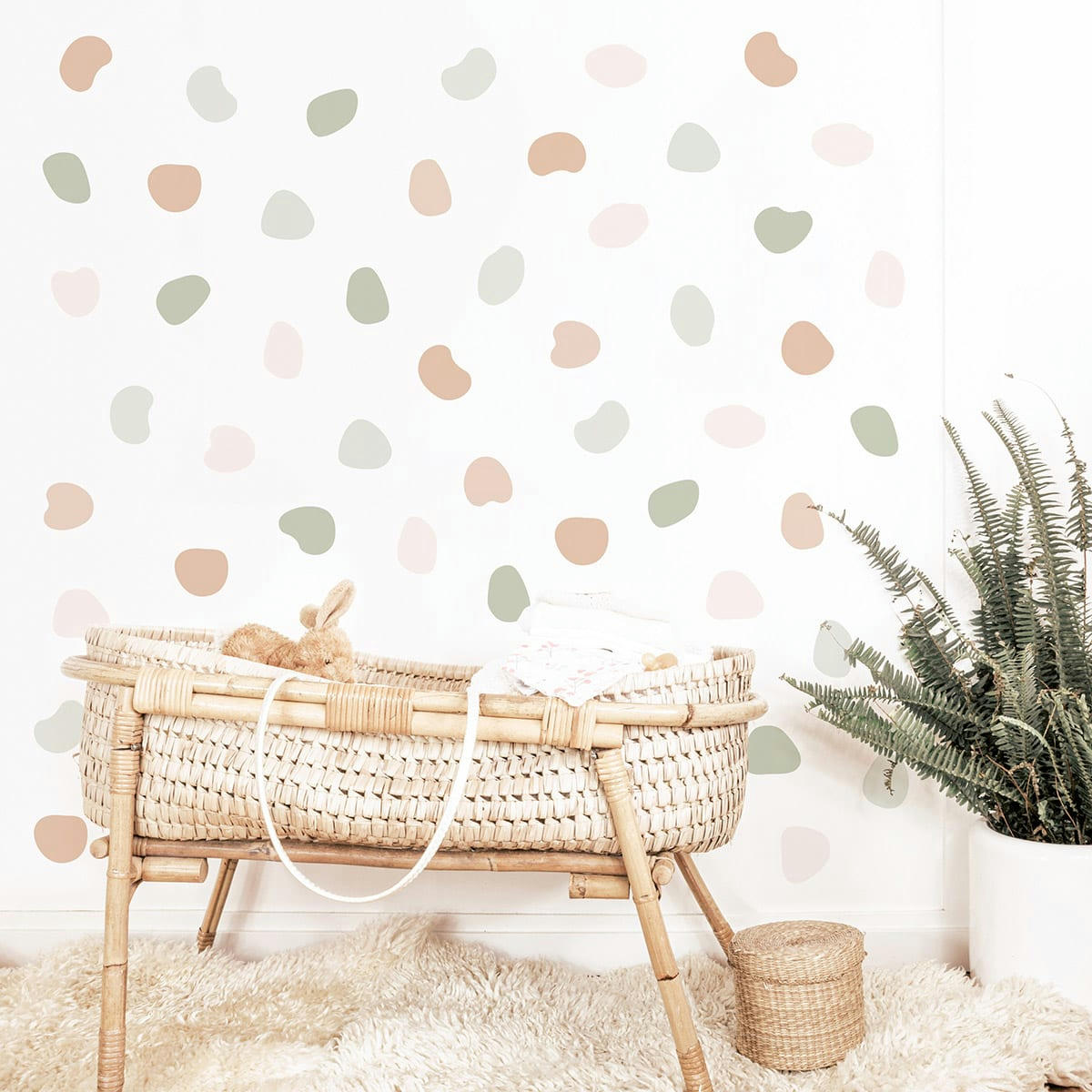 PEBBLES - Stickers muraux en vinyle cailloux vert et beige