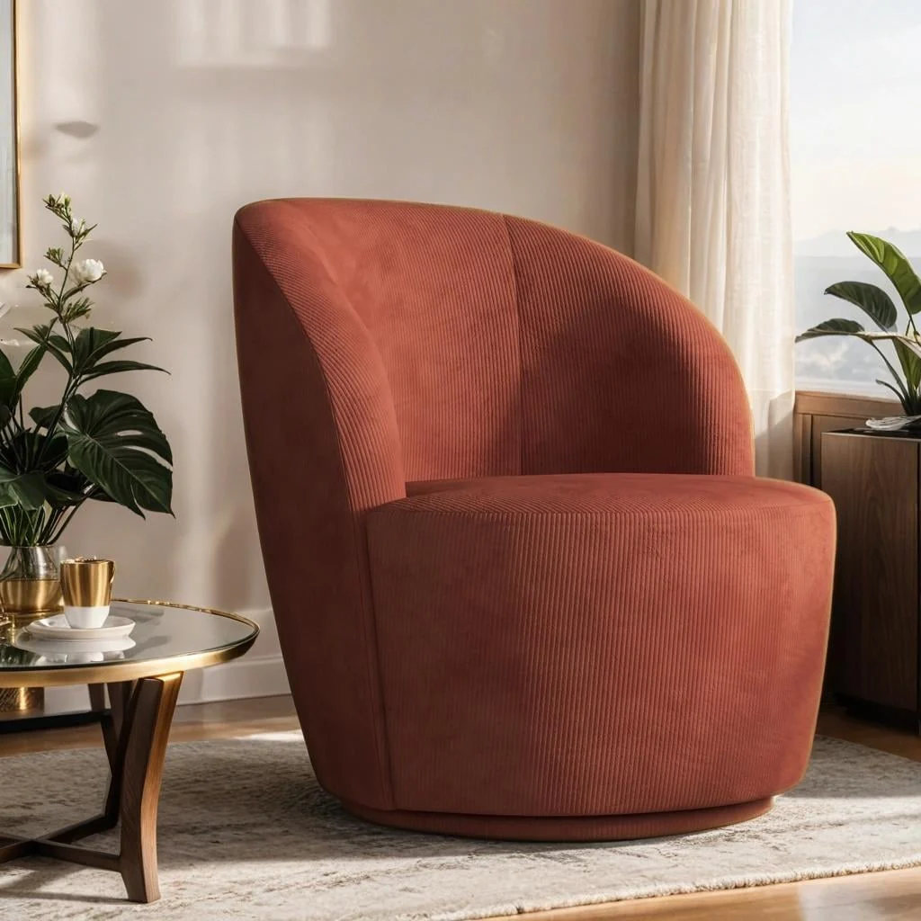 Swivel Barrel Round Comfy Accent Chair for Living Room